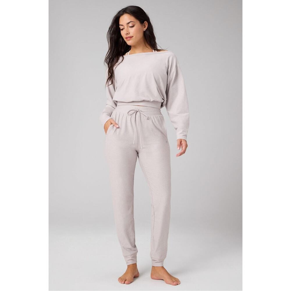 FABLETICS CLOUD Jersey Joggers WOMEN Sz XL (12/14) Light Sand Heather NWT